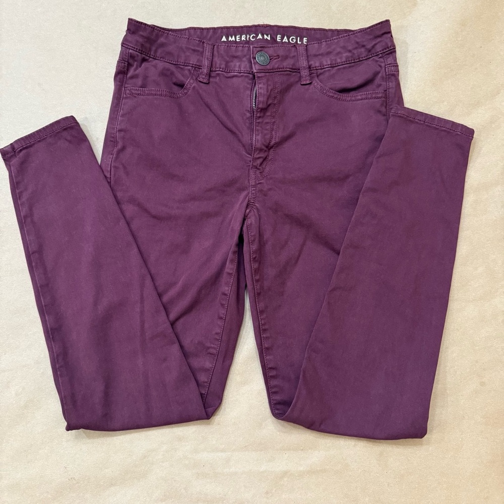 American Eagle Outfitters Burgundy Stretch Pants Size 8